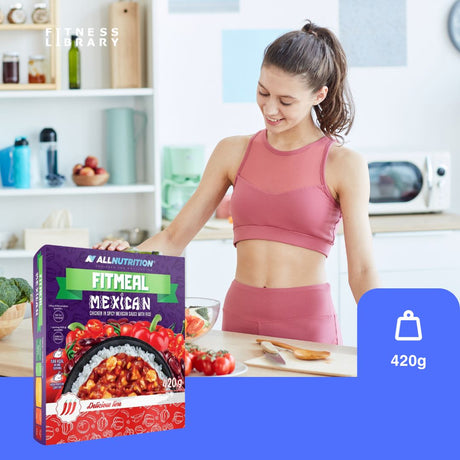 Pui picant mexican cu orez pufos, bogat în proteine. Masă rapidă pentru un stil de viață vibrant. ALLNUTRITION.