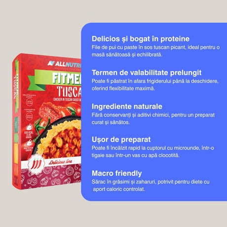Energie și refacere musculară cu FITMEAL Tuscan. Gust toscan autentic pentru o zi plină de performanță.