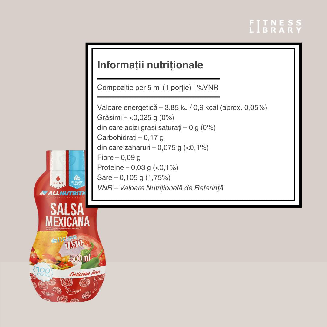 Salsa Mexicana ALLNUTRITION: Gust autentic mexican, 0 grăsimi, 0 zahăr. Savurează luxul sănătos!
