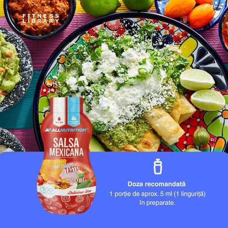 Salsa Mexicana ALLNUTRITION: Gust autentic mexican, 0 grăsimi, 0 zahăr.  Trăiește delicios și echilibrat.