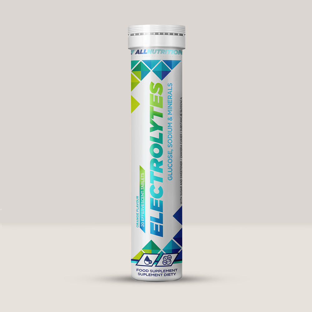  Imagine cu un tub de SFD Electrolytes (20 tablete efervescente) de la SFD Nutrition, un supliment pentru refacerea electroliților.