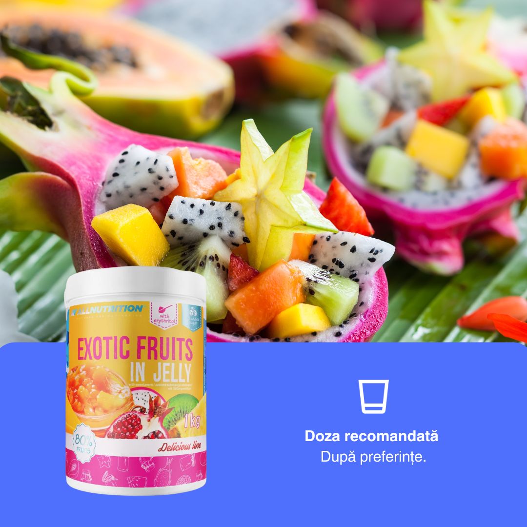 Gem Exotic ALLNUTRITION: 80% fructe, fără zahăr adăugat. Indulgență exotică fără compromisuri.