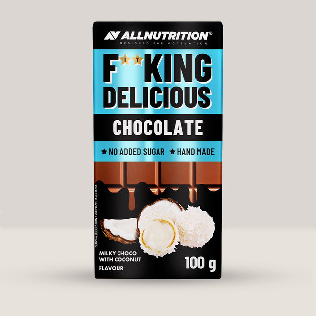 Ciocolată proteică FitKing Delicious: Lapte cremos, cocos exotic, proteine hrănitoare. Gust desăvârșit, fără compromisuri.