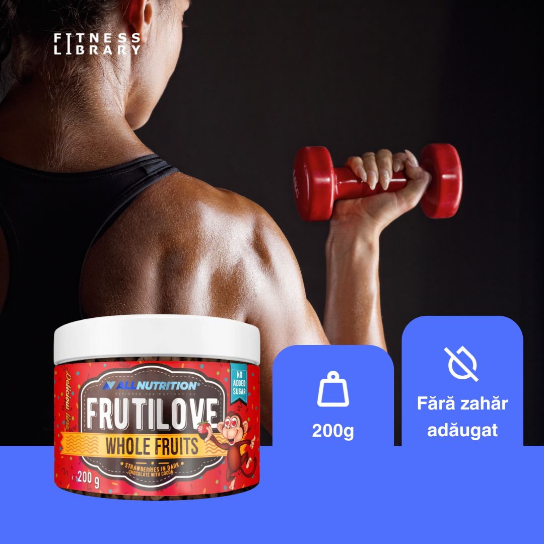 Căpșuni liofilizate în ciocolată neagră intensă (54% cacao, fără zahăr). Indulgență pură, explozie de antioxidanți. ALLNUTRITION.