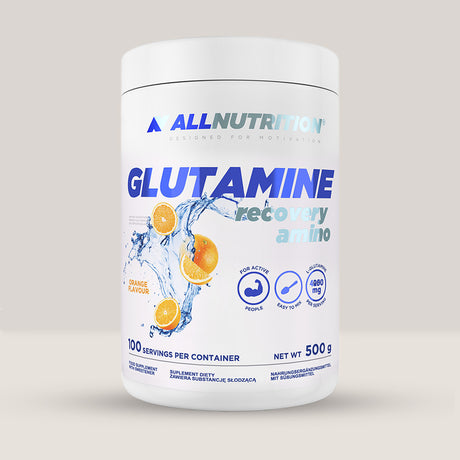 Imagine cu suplimentul alimentar Glutamine (Recovery Amino) de la ALLNUTRITION, 500g, 100 de serviri.