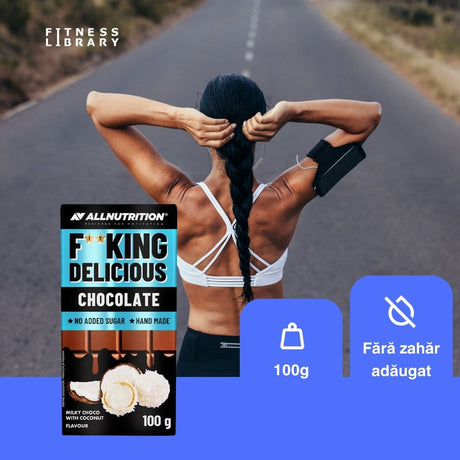 Ciocolată cremoasă cu lapte și cocos, bogată în proteine. Răsfăț fără remușcări! FitKing Delicious.
