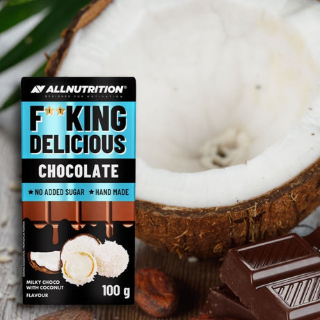 Ciocolată proteică FitKing Delicious. Gust divin de cocos și lapte, fără zahăr adăugat. Siluetă impecabilă, plăcere nevinovată.