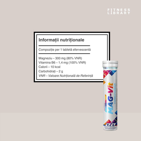 Magneziu și B6 pentru energie și calm. Combate oboseala cu Mag-Vit efervescent de la AllNutrition.