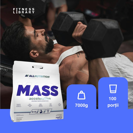 Proteină premium AllNutrition Mass Acceleration - 100 porții. Recuperare accelerată, performanță de neegalat.  Siluetă ideală.