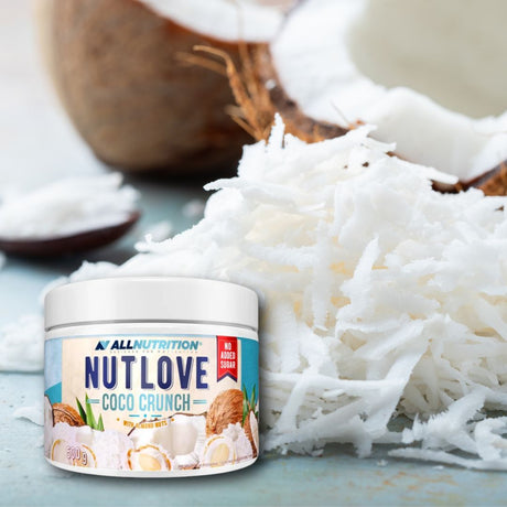 NutLove Coco Crunch: Indulgență proteică cu cocos și migdale. Satisface pofta de dulce sănătos și energizant.