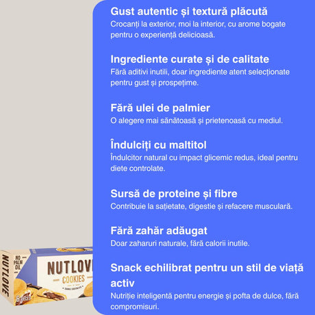 Biscuiți proteici Nutlove: Plăcere fără remușcări, echilibru perfect între gust și wellbeing.