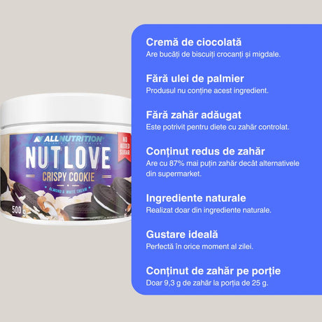 Plăcere pură, fără compromisuri. Nutlove Crispy Cookie: echilibrul perfect între gust și wellbeing.