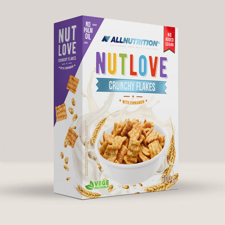 Imagine cu cerealele Nutlove Crunchy Flakes cu scorțișoară de la ALLNUTRITION, 300g.