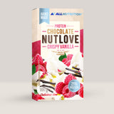 Ciocolată proteică NUTLOVE Crispy Vanilla. Gust divin de vanilie și zmeură, fără zahăr adăugat. Satisface pofta de dulce și hrănește corpul.