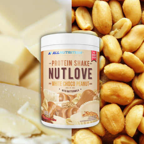 NUTLOVE Choco Peanut: Shake proteic ciocolată albă și arahide. Recuperare musculară delicioasă după antrenament.