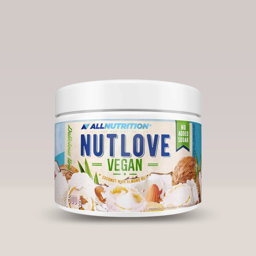 Imagine cu crema tartinabilă vegană Nutlove Vegan Coconut & Almond de la ALLNUTRITION, 500g.