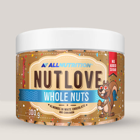 Imagine cu ALLNUTRITION Nutlove Whole Nuts, migdale în ciocolată albă, 300g.