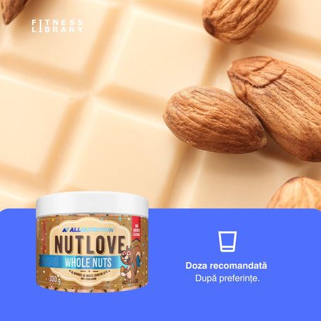 Migdale crocante cu ciocolată albă și scorțișoară. Răsfăț fără compromisuri. ALLNUTRITION NUTLOVE.