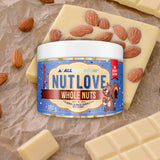 Migdale crocante în ciocolată albă și cocos, fără zahăr adăugat. Răsfăț sănătos NUTLOVE WHOLENUTS.