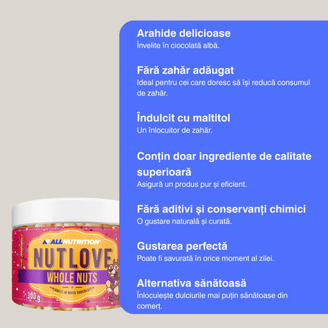 Arahide în ciocolată albă fină. Răsfăț irezistibil pentru un stil de viață conștient.