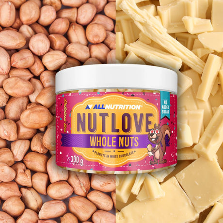 Arahide crocante în ciocolată albă fină, fără zahăr adăugat. Indulgență pură și wellbeing. #ALLNUTRITION #NUTLOVE
