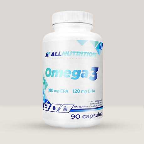 Imagine cu suplimentul alimentar Omega 3 de la ALLNUTRITION, 90 de capsule gelatinoase.