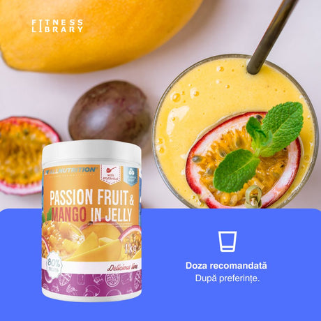Evadează tropical cu gemul nostru exotic mango & fructul pasiunii, fără zahăr (80% fructe).
