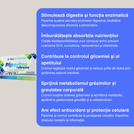 Piperină & Crom ALLNUTRITION: Armonie corp-minte și absorbție nutrienți optimă.