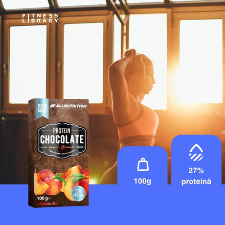 Proteine pure (26g) cu ciocolată albă, vanilie și piersică. Gust gourmet fără zahăr adăugat. Regenerare completă și stare de bine.
