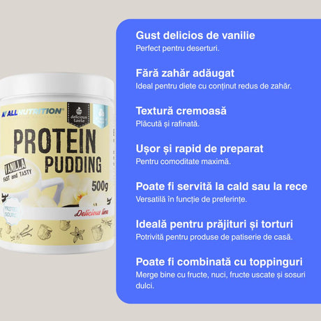 Budincă proteică vanilie, fără zahăr. Gust divin, textură cremoasă. Răsfăț sănătos și echilibrat.