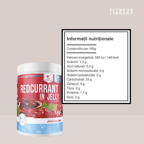 Gem coacăze roșii AllNutrition, 80% fructe, fără zahăr adăugat. Savurează un mic dejun sănătos și delicios!
