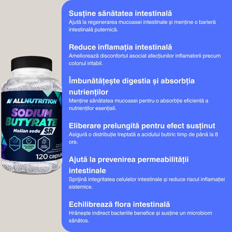 Butirat de Sodiu Eliberare Prelungită ALLNUTRITION: Sănătate intestinală pentru vitalitate și bunăstare.
