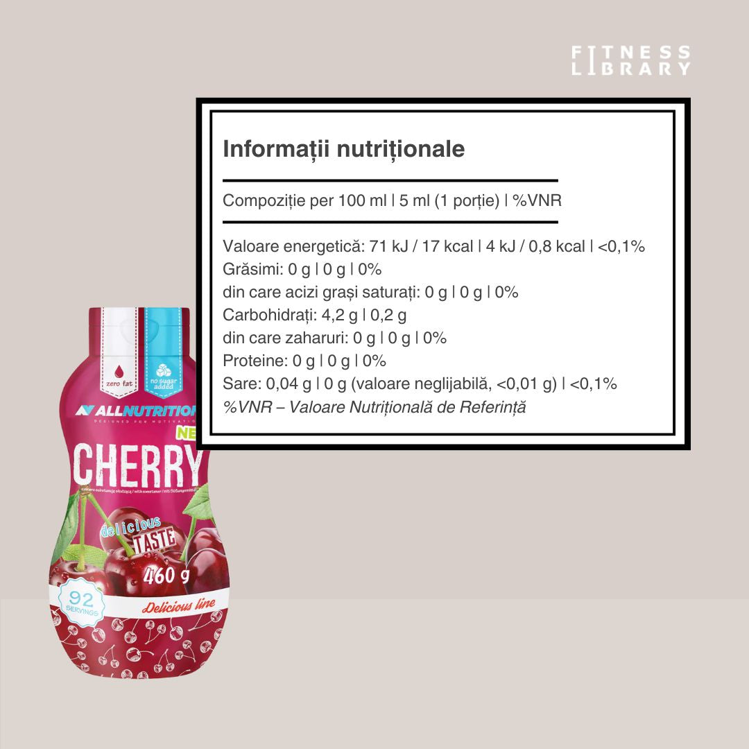 Cireșe coapte cu sos zero calorii ALLNUTRITION. Deserturi sănătoase, fără compromisuri.