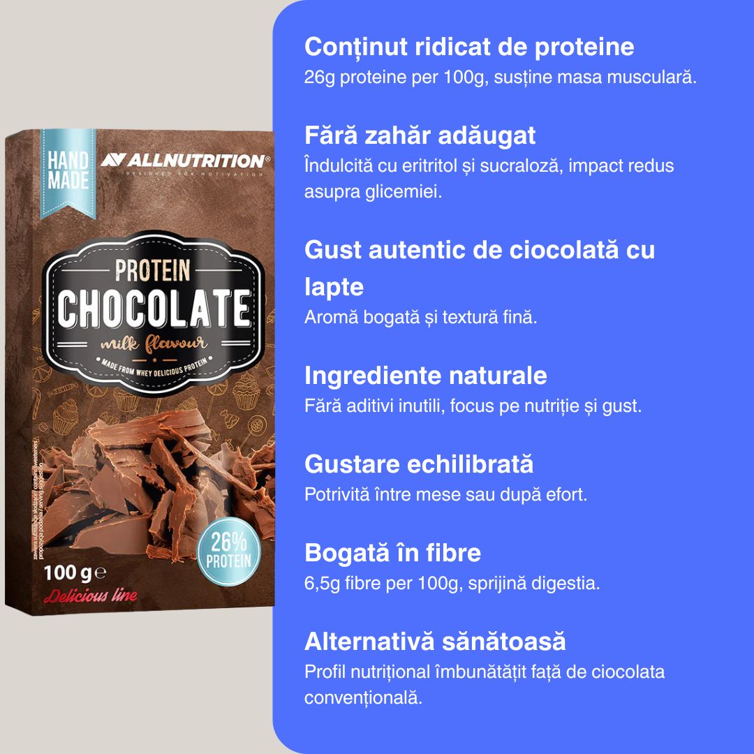 Ciocolată proteică ALLNUTRITION: Gust desăvârșit, corp puternic, tu radiantă.