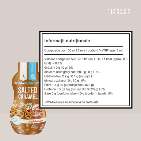 Indulgență fără calorii. Sos Caramel Sărat. Gust decadent, zero zahăr.