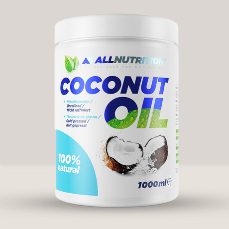 Imagine cu uleiul de cocos nerafinat Unrefined Coconut Oil de la ALLNUTRITION, 1000g.