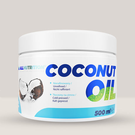 Imagine cu uleiul de cocos nerafinat Unrefined Coconut Oil de la ALLNUTRITION, 500g.