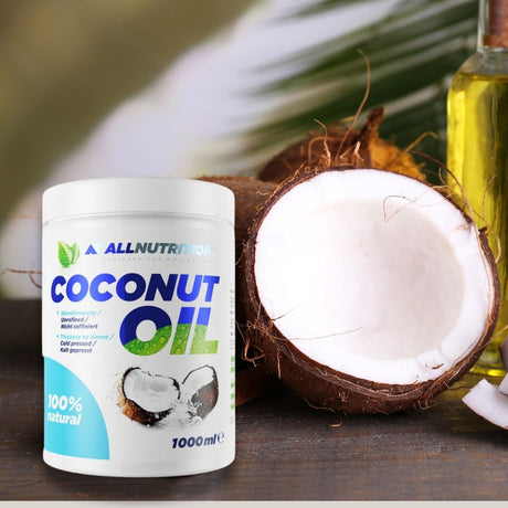 Energie pură și aromă exotică cu ulei de cocos nerafinat, presat la rece, AllNutrition.  Transformă-ți mesele în ritualuri de wellbeing.
