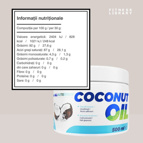 Energie vibrantă și echilibru cu ulei de cocos nerafinat, presat la rece, ALLNUTRITION. Hrănește-ți corpul și mintea natural!