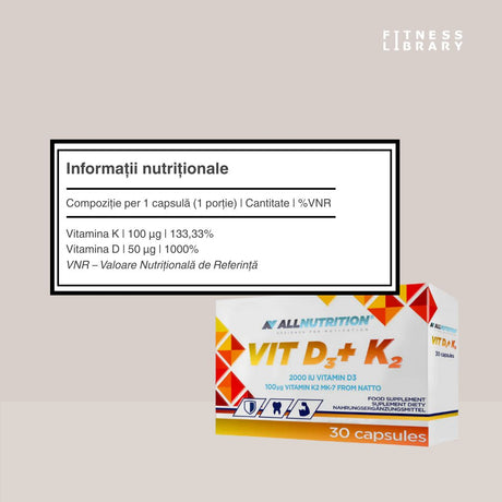Oase rezistente și imunitate puternică cu Vitamina D3+K2 ALLNUTRITION.