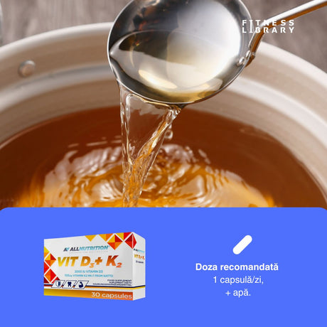 Vitamina D3+K2 ALLNUTRITION: Oase puternice, imunitate solidă, energie radiantă.