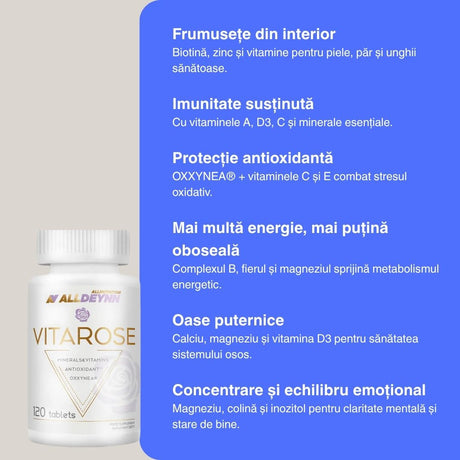 Imunitate puternică, energie vibrantă și frumusețe radiantă cu Vitarose de la ALLDEYNN.