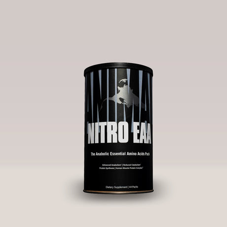 Cutie de Animal Nitro de la Universal Nutrition, un supliment cu 44 de pachete de aminoacizi esențiali EAA.