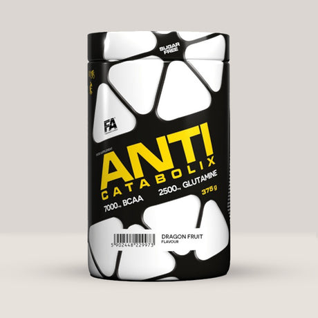 Cutie de Anticatabolix de la Fitness Authority, supliment anti-catabolic cu BCAA și glutamină, ambalaj de 375g.