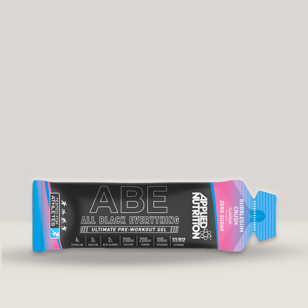 Imagine cu gelul pre-workout ABE (All Black Everything) de la APPLIED NUTRITION. Bubblegum aroma.