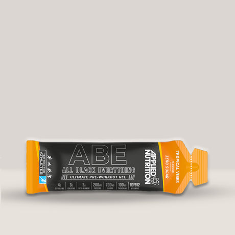 Imagine cu gelul pre-workout ABE (All Black Everything) de la APPLIED NUTRITION. Tropical vibes aroma.