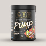 Imagine cu o cutie de ABE PUMP (500g, 40 de serviri) de la Applied Nutrition, un supliment pre-workout fără stimulenți pentru pompare musculară. Cu aromă de tigers blood.