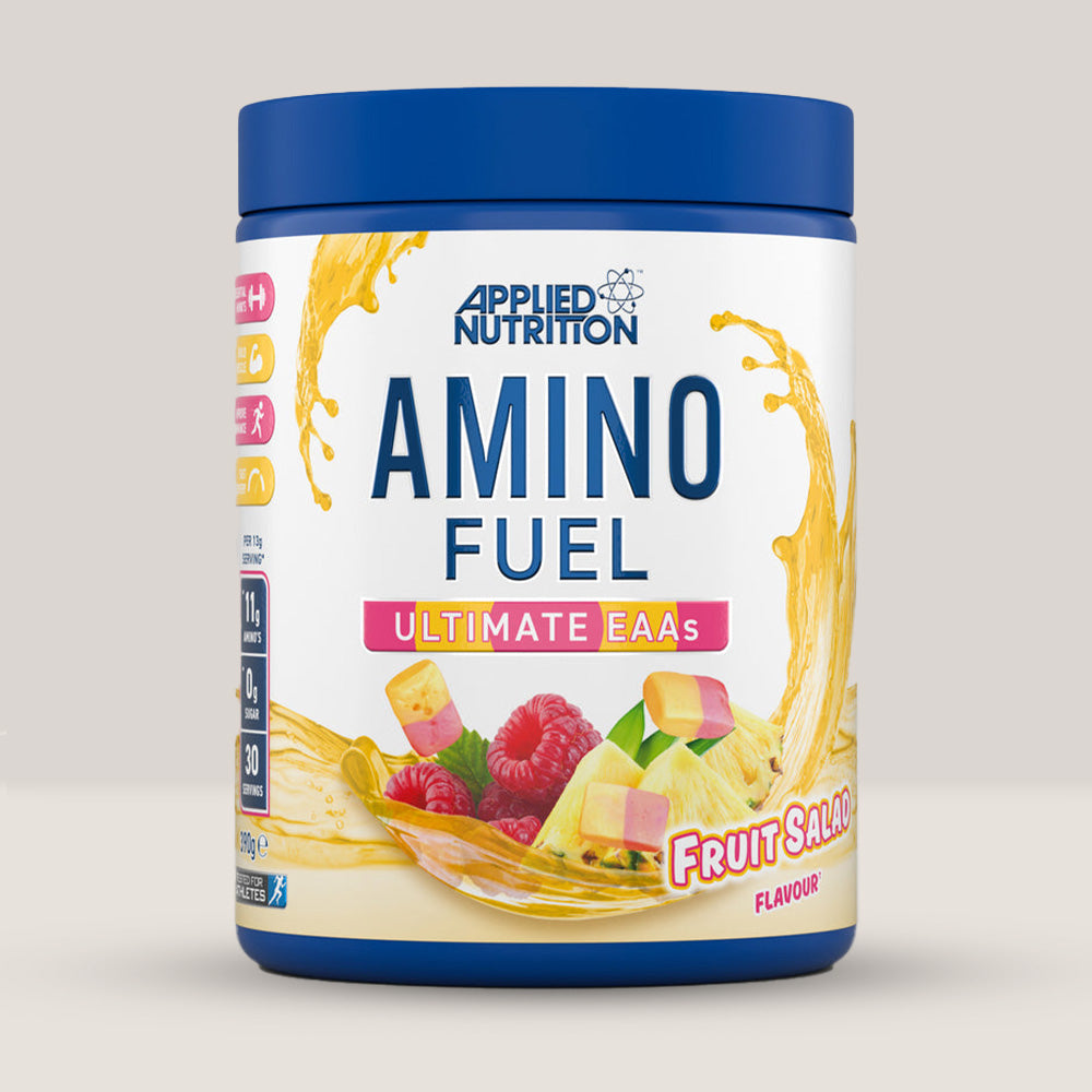 Imagine cu suplimentul de aminoacizi Amino Fuel de la APPLIED NUTRITION, 390g, 30 de serviri. Fruit salad aroma.