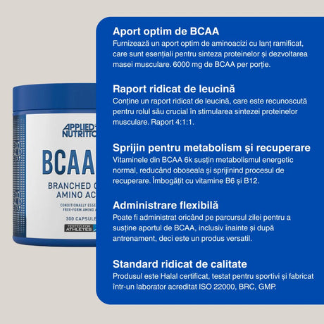 Recuperare musculară rapidă și performanță amplificată cu BCAA 6K. Antrenament după antrenament, construiește corpul dorit.