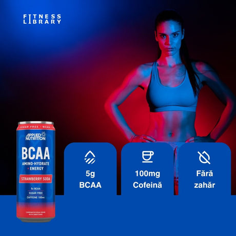 Energie pură, focus mental, zero zahăr. Deblochează-ți potențialul cu BCAA Energy Drink de la Applied Nutrition.
